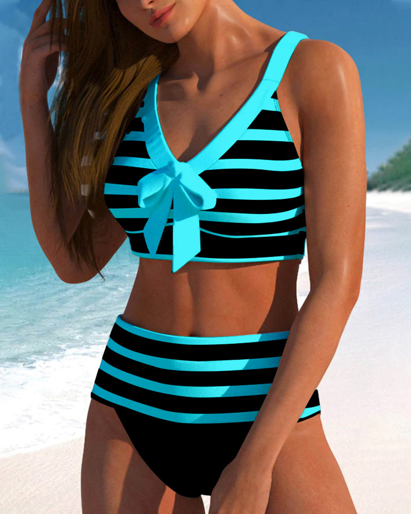 Lula | Gestreifter High-Waist-Bikini