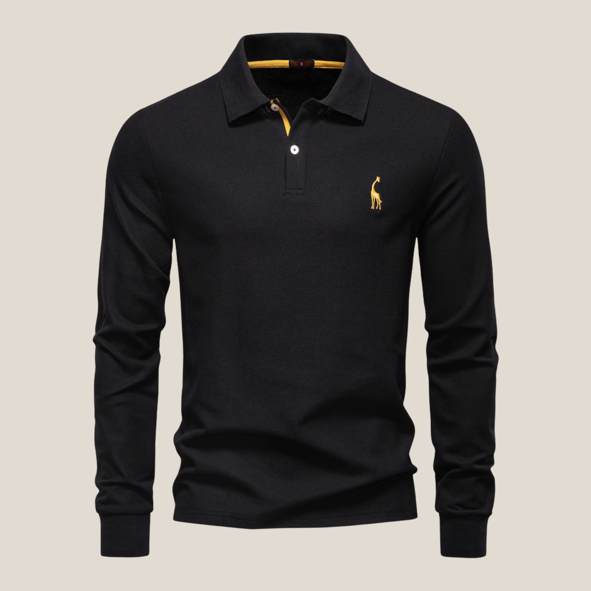 Savane™ - Langarm-Poloshirt mit eleganter Giraffen-Stickerei 
