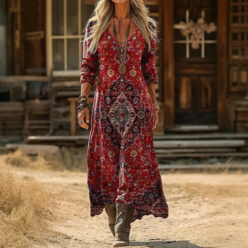 Evelyn | Vintage-inspiriertes langärmeliges Freizeitkleid