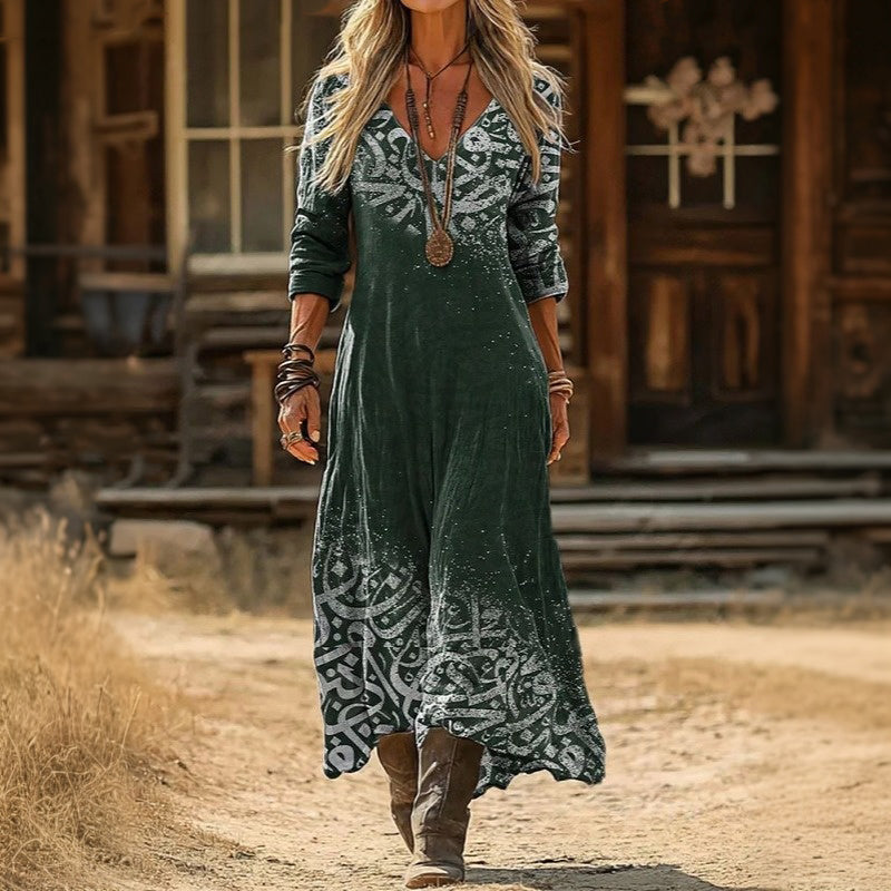 Evelyn | Vintage-inspiriertes langärmeliges Freizeitkleid