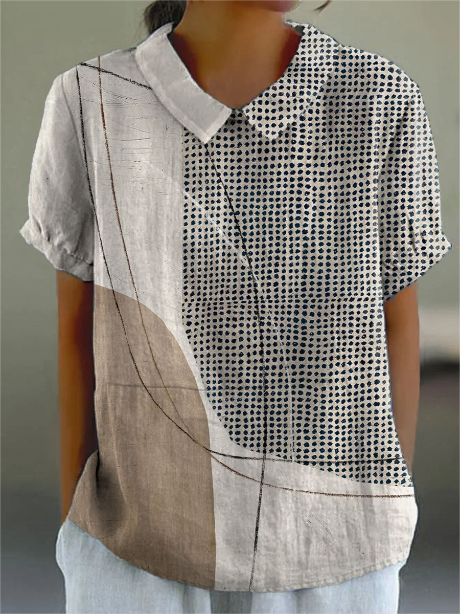 Lana | Abstrakte Leinen-Print-Bluse