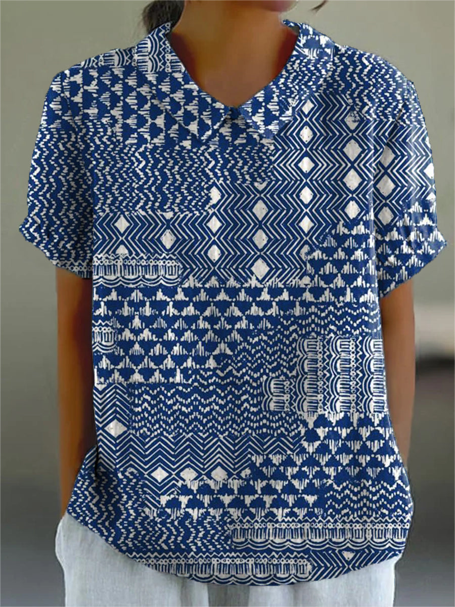 Zara | Blaue Bluse mit Tribal-Print
