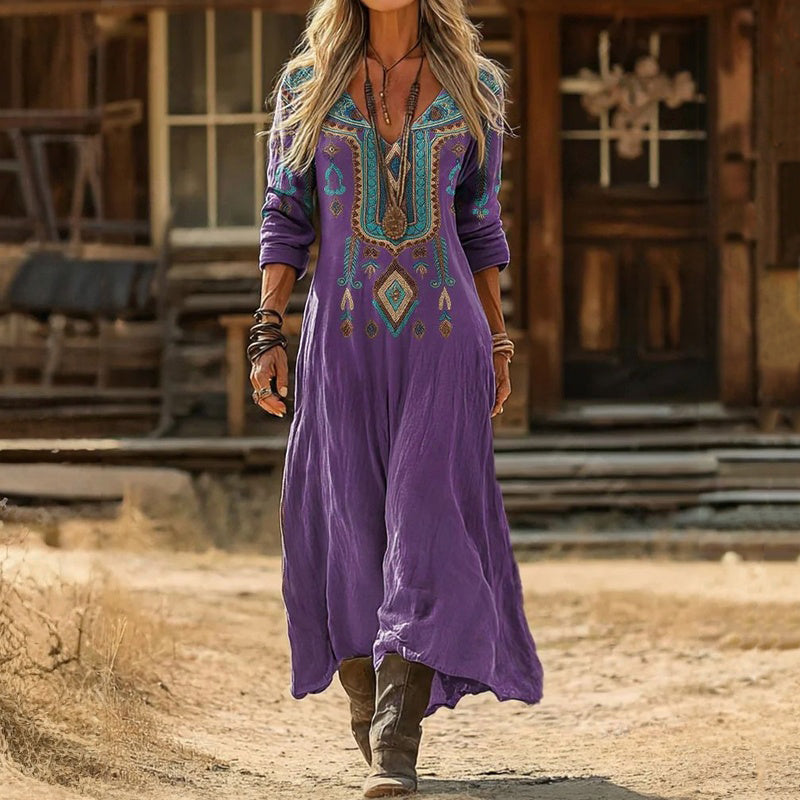 Evelyn | Vintage-inspiriertes langärmeliges Freizeitkleid