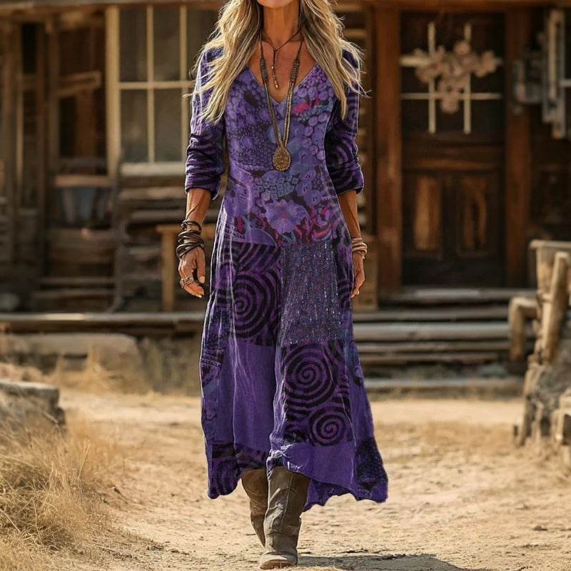 Evelyn | Vintage-inspiriertes langärmeliges Freizeitkleid