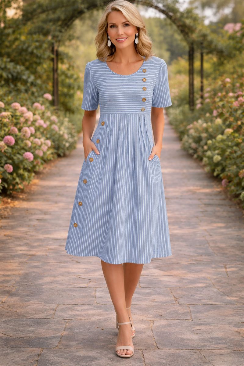 Wanda | Gestreiftes Midikleid