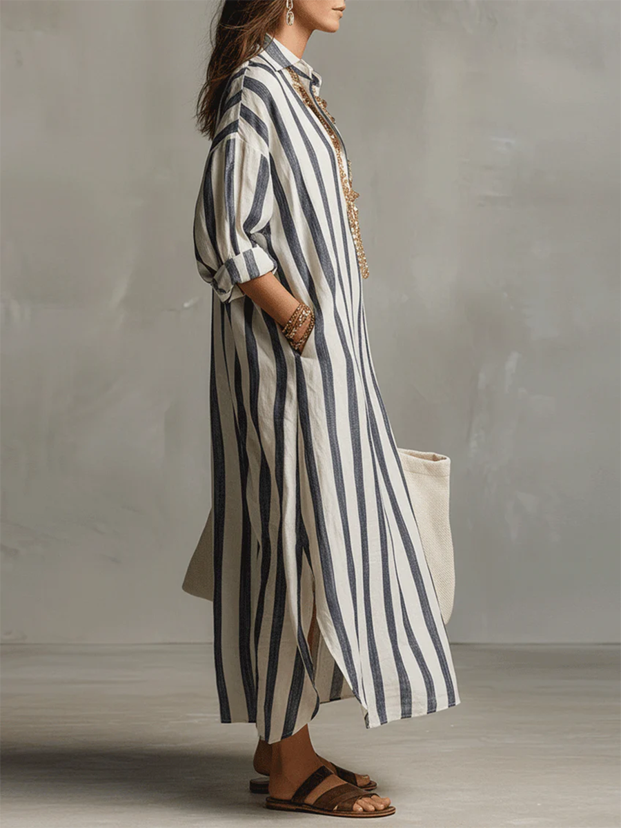 Liora | Gestreiftes Oversize-Maxikleid