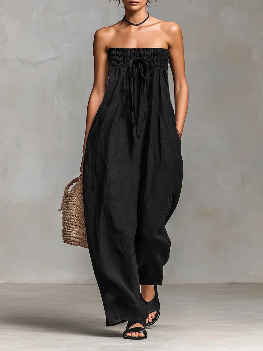 Nova | Trägerloses fließendes Maxikleid