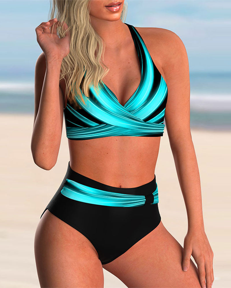 Liliana - Bikini-Set mit gekreuztem Halsträger und Print