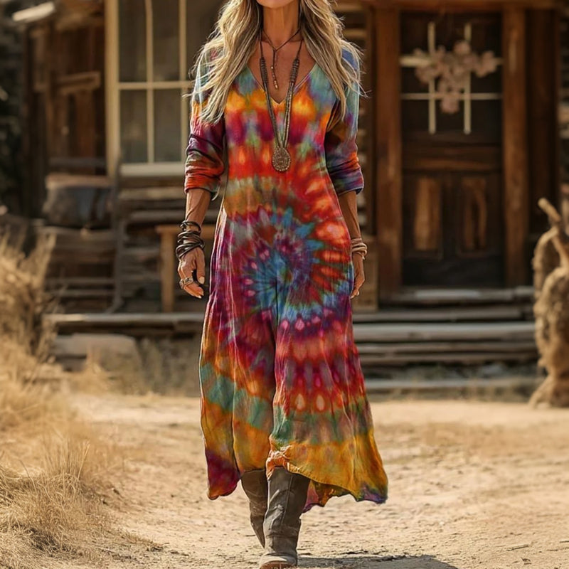 Evelyn | Vintage-inspiriertes langärmeliges Freizeitkleid