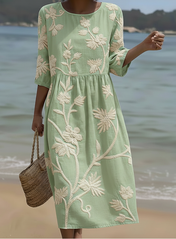 Gwen | Midikleid mit Pflanzen- und Blumenprint