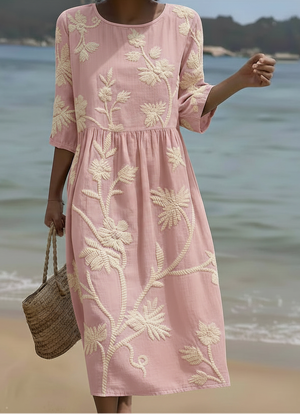 Phoebe | Midikleid mit Pflanzen- und Blumenprint