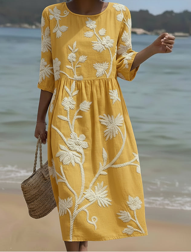 Yassy | Midikleid mit Pflanzen- und Blumenprint