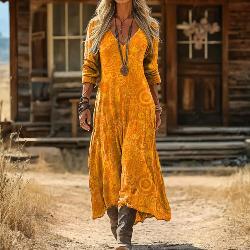 Evelyn | Vintage-inspiriertes langärmeliges Freizeitkleid