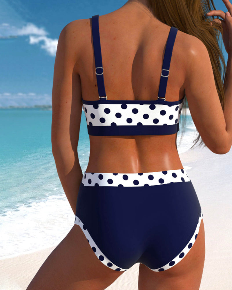 Liesbeth – High-Waist-Bikini mit Punkten und Patchwork-Design