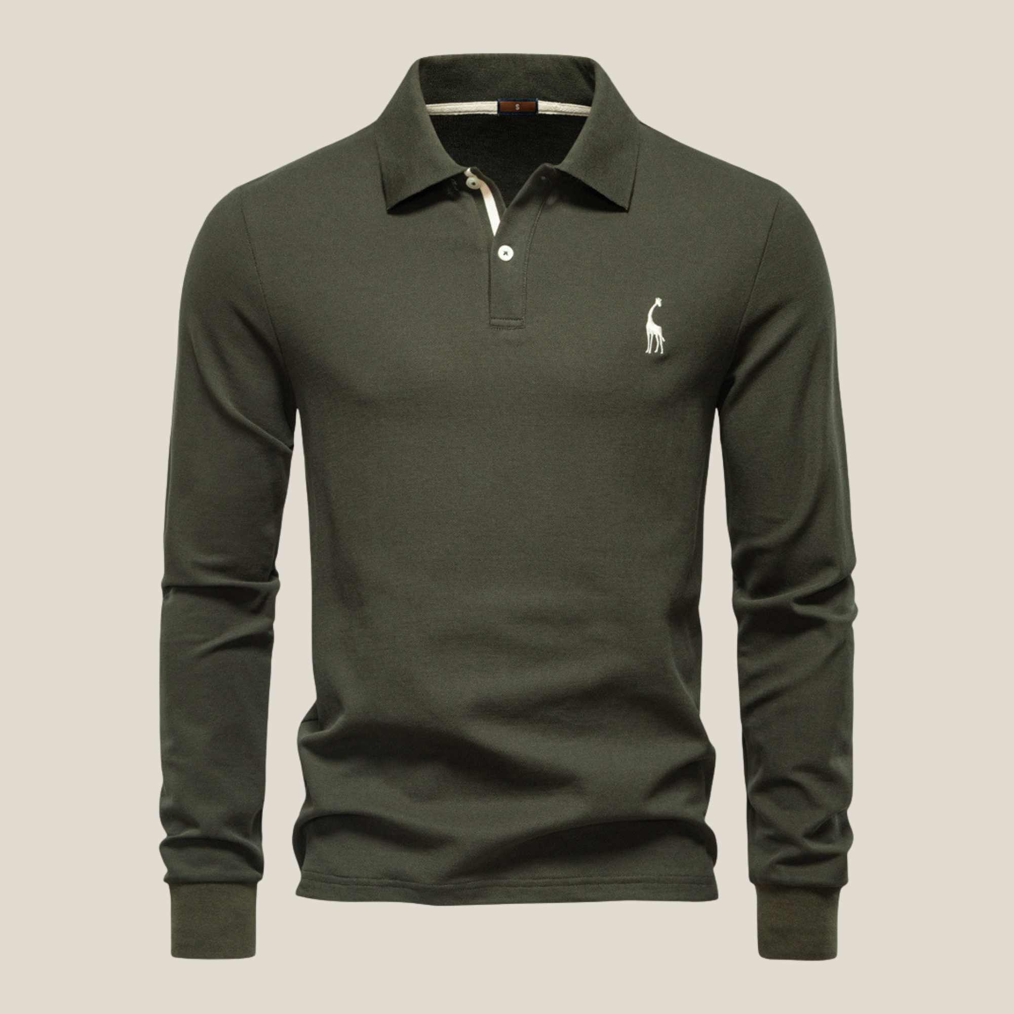 Savane™ - Langarm-Poloshirt mit eleganter Giraffen-Stickerei&nbsp;
