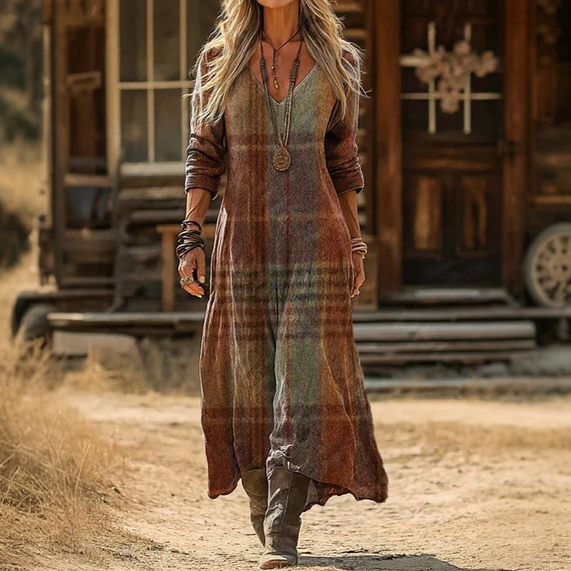 Evelyn | Vintage-inspiriertes langärmeliges Freizeitkleid