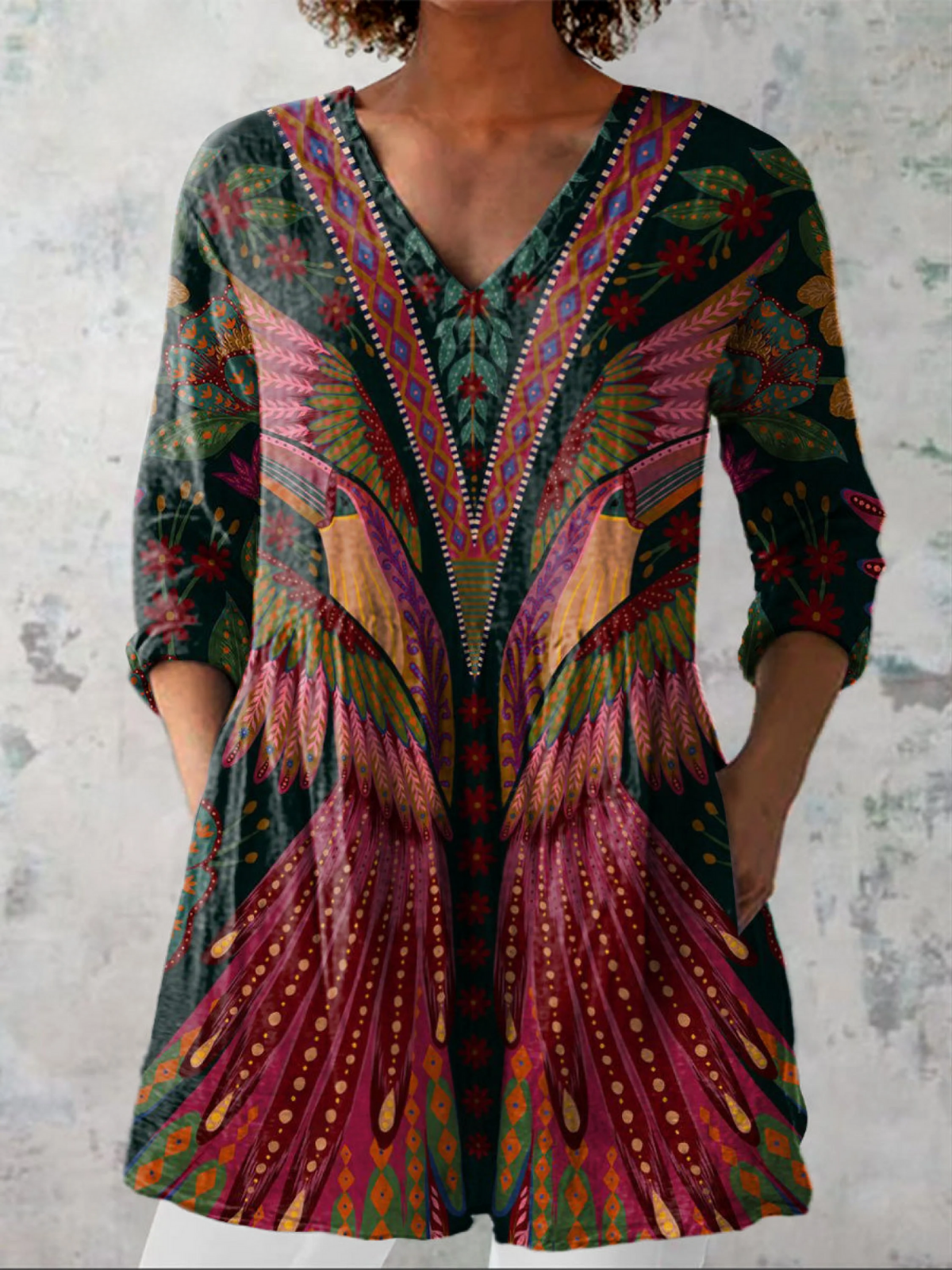 Adrianna | Lange V-Ausschnitt Bluse