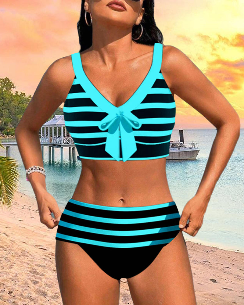 Lula | Gestreifter High-Waist-Bikini
