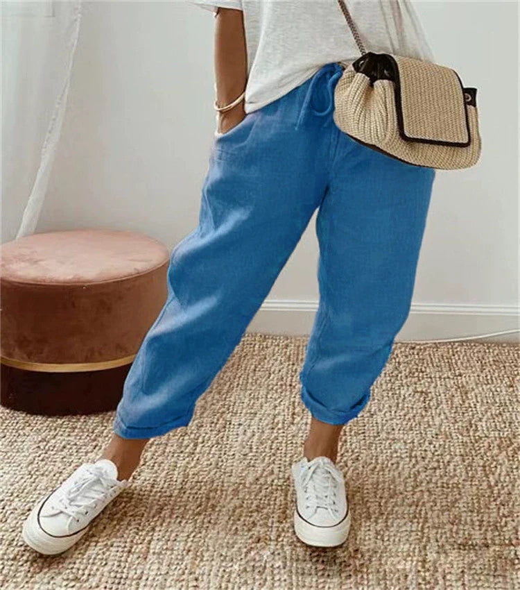Sofie – Atmungsaktive Leinenhose, Casual und Stilvoll (Blau)