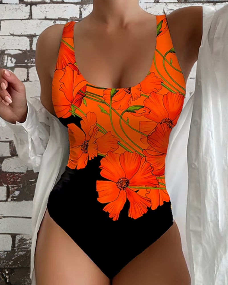 Lucy – Eleganter einteiliger Badeanzug mit floralem Print