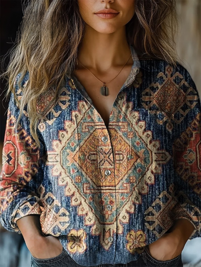 Vintage Feldblumen Bluse