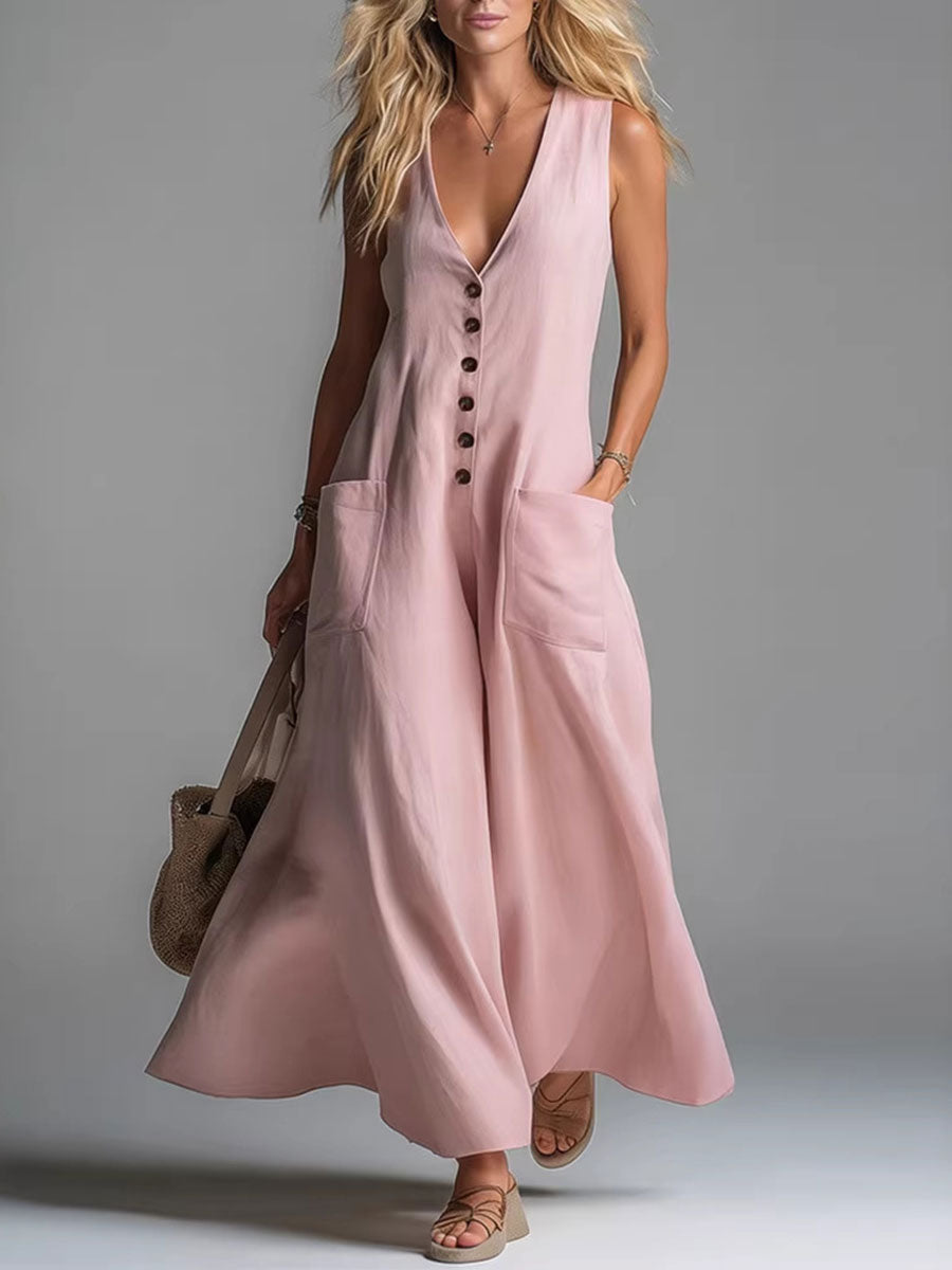 Noa | Fließendes Maxikleid mit Knopfleiste