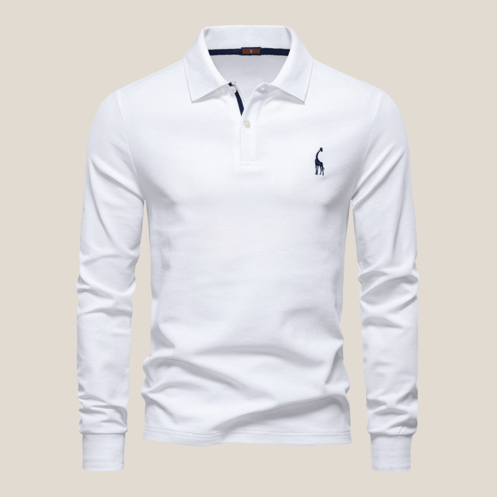 Savane™ - Langarm-Poloshirt mit eleganter Giraffen-Stickerei&nbsp;