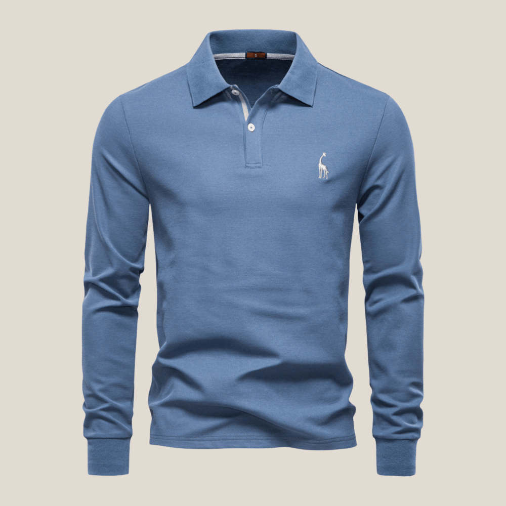 Savane™ - Langarm-Poloshirt mit eleganter Giraffen-Stickerei&nbsp;