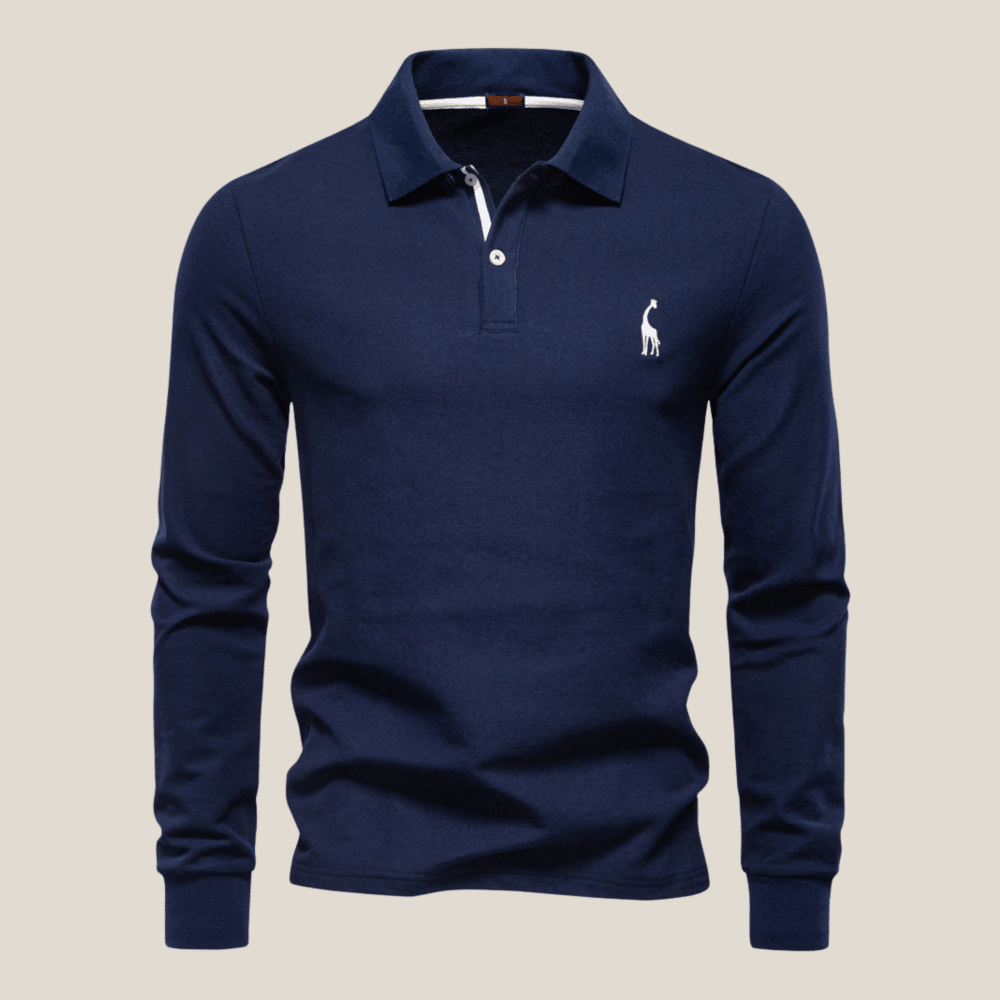 Savane™ - Langarm-Poloshirt mit eleganter Giraffen-Stickerei&nbsp;
